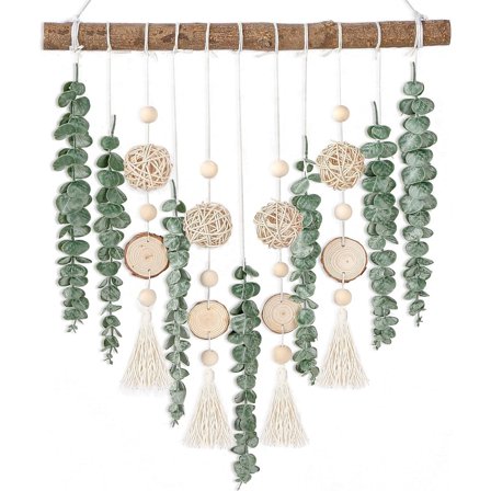 Boho Bathroom Decor Artificial Eucalyptus Wall Decor Fake Greenery Leaves Plants Wicker Ball Rustic Farmhouse Greenery Plants Boho Faux Greenery Plants Hanging Wall Decor for Home Decor