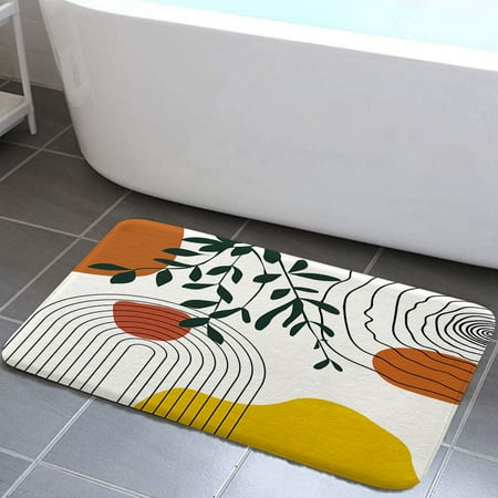 Boho Bathroom Rugs Modern Abstract Bath Mat Soft Flannel Small Bath Rugs Bathroom Decor Warm Floor Mat for Living Room Bedroom 16 x 24 Inches