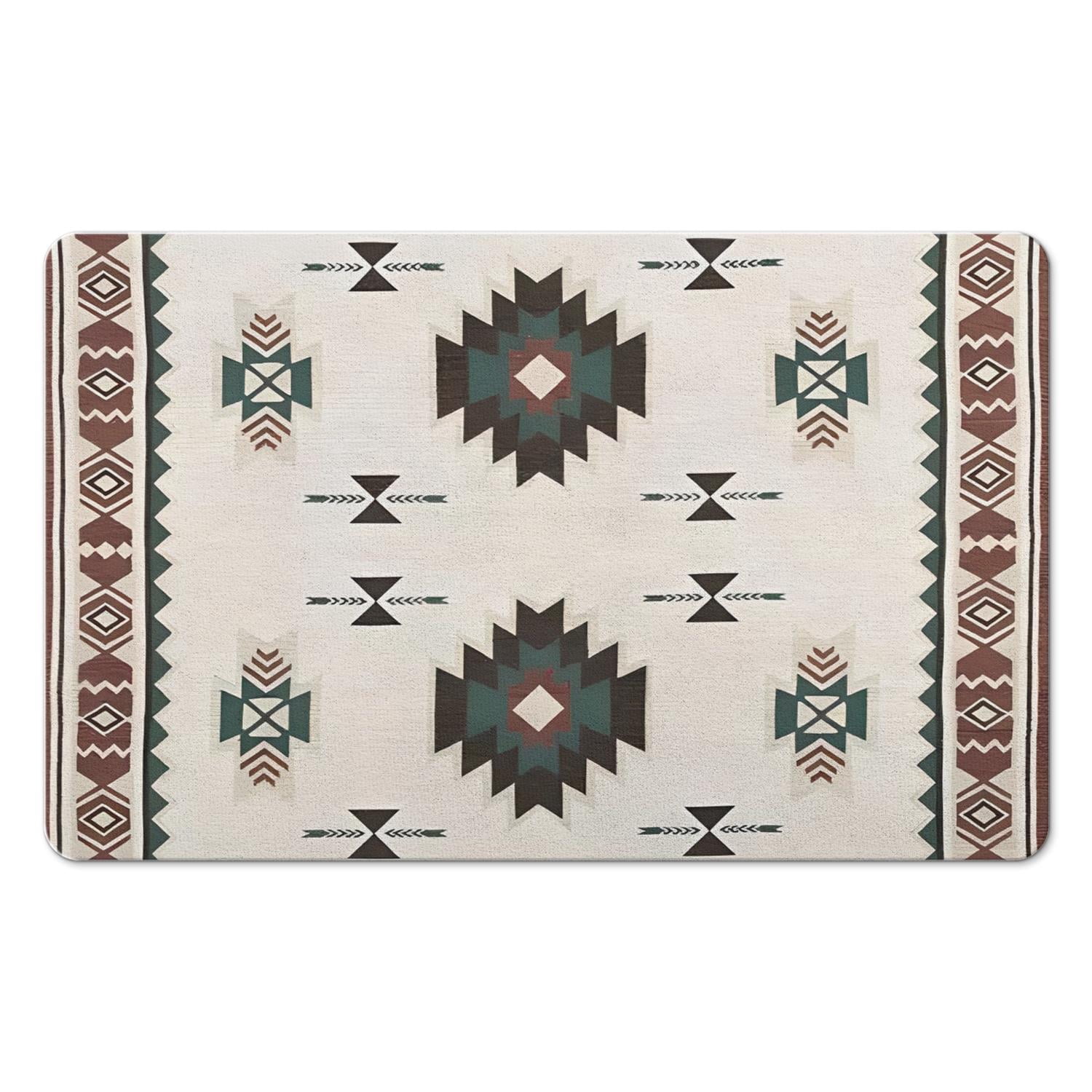 Boho Bathroom Rugs: Non-Slip Aztec Bath Mat, Western Geometric Design ...
