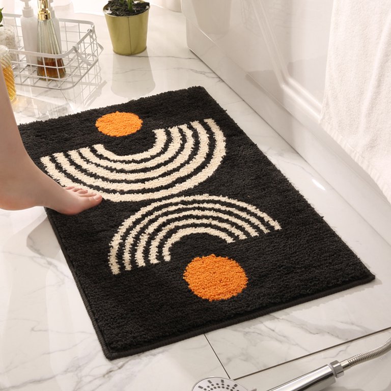 Boho Bathroom Rug Abstract Bath Mat Non Slip Cute Absorbent Bath Mat Soft  Shower Mat for Bathroom Floor Machine Washable Beige 20 x 32