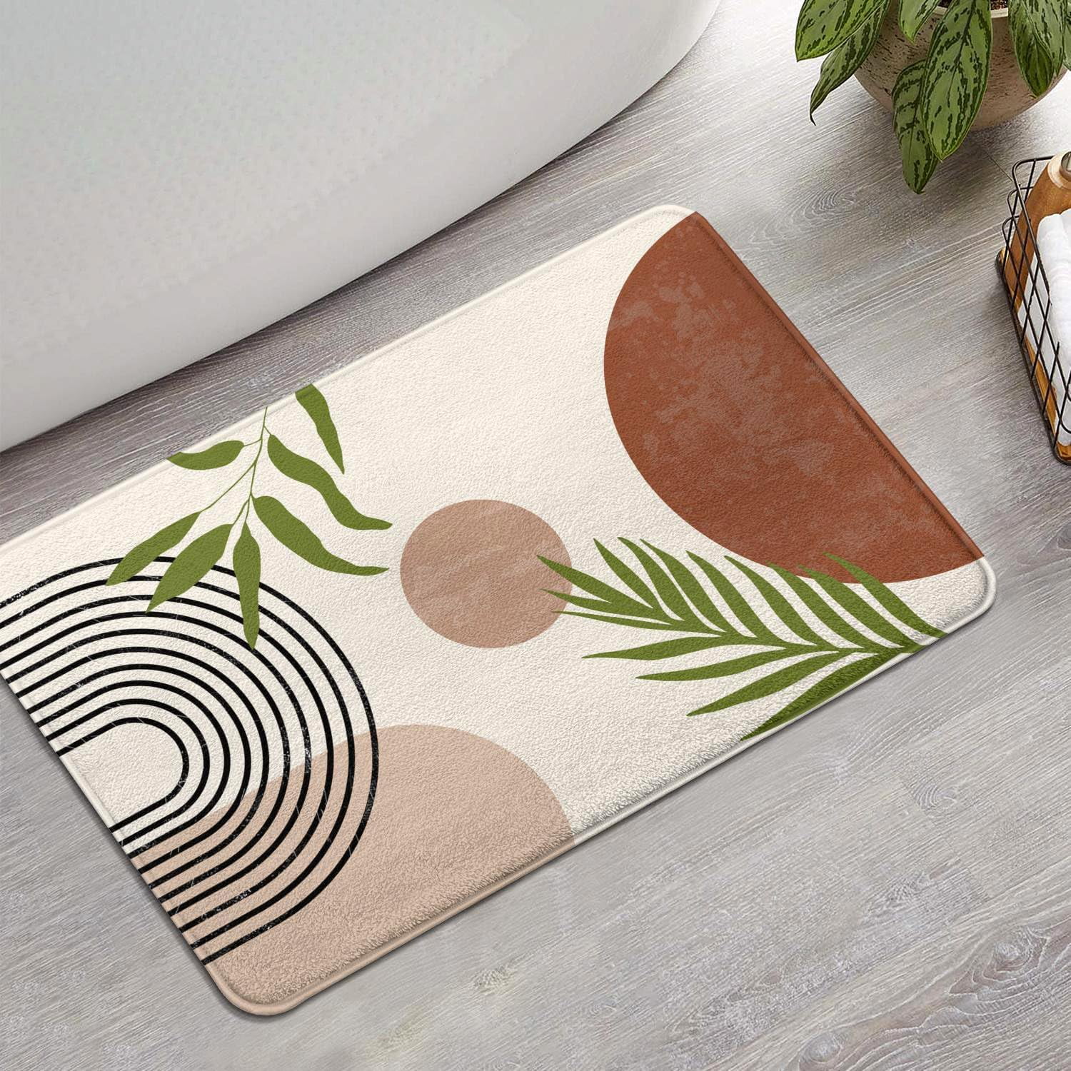 Boho Bathroom Rugs Non-Slip Small Bath Mat, Cute Bath Mat Soft Washable Aesthetic Bathmat Shower Rug for Bathtub Bedroom Kitchen