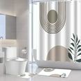 thumbnail image 1 of Boho Bathroom Rugs Sets 4 Piece, Mid Century Shower Curtain Rug Sets for Bathroom Modern Shower Curtain Sets with Non Slip Rugs, Toilet Lid Cover, U Shaped Bath Mat,Black, 1 of 8