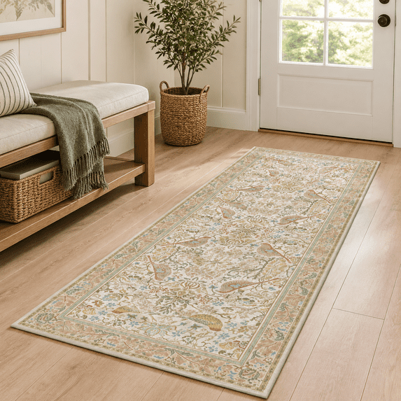 Linken Roo Boho Bathroom Runner Rug 2x5 - Fl& Bird For Kitchen Floor Hallway ...