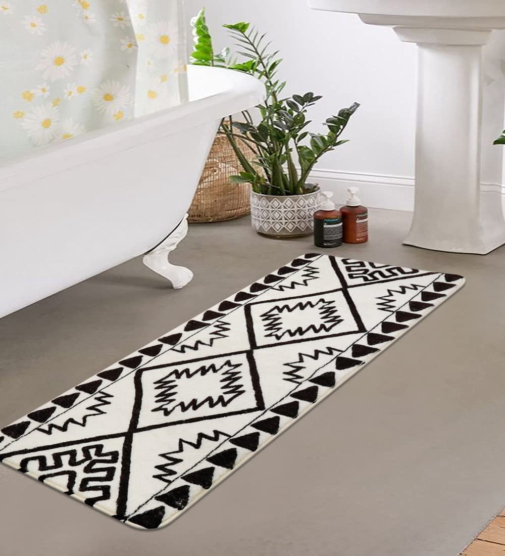 Boho Bathroom Runner Rug Beige Farmhouse Cute Long Bath Mat Non Slip ...