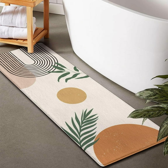 Boho Bathroom Runner Rug Non Slip, Large Long Bathroom Rug Cute Bath Mat for Bedroom Hallway Kitchen, Soft Plush Washable Shower Rug