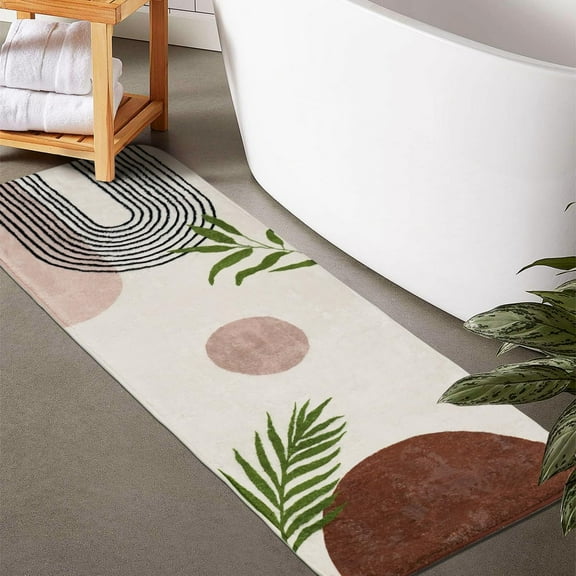 Boho Bathroom Runner Rugs 24 x 60 Non Slip, Large Long Bathroom Rug Cute Bath Mat for Bathtub Washable Shower Rug