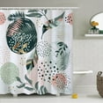 thumbnail image 1 of Boho Bathroom Shower Curtain Teal Green Palm Leaves Modern Minimalist Stall Bathtub Decor Mid Century Abstract Geometric Farmhouse Fabric Waterproof Shower Curtains with Plastic hookss 72x72 inches, 1 of 6
