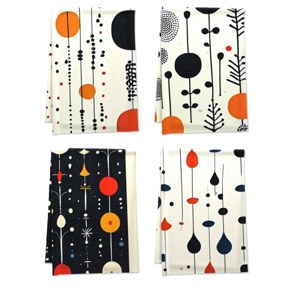 Boho Bathroom Towel Comfortable Simple Lines Tiny Paisley Farmhouse Towels Versatile Breathable Durable Bathroom Accessories - for Farmhouse Bathroom Pack Of 4 (16x24inch)