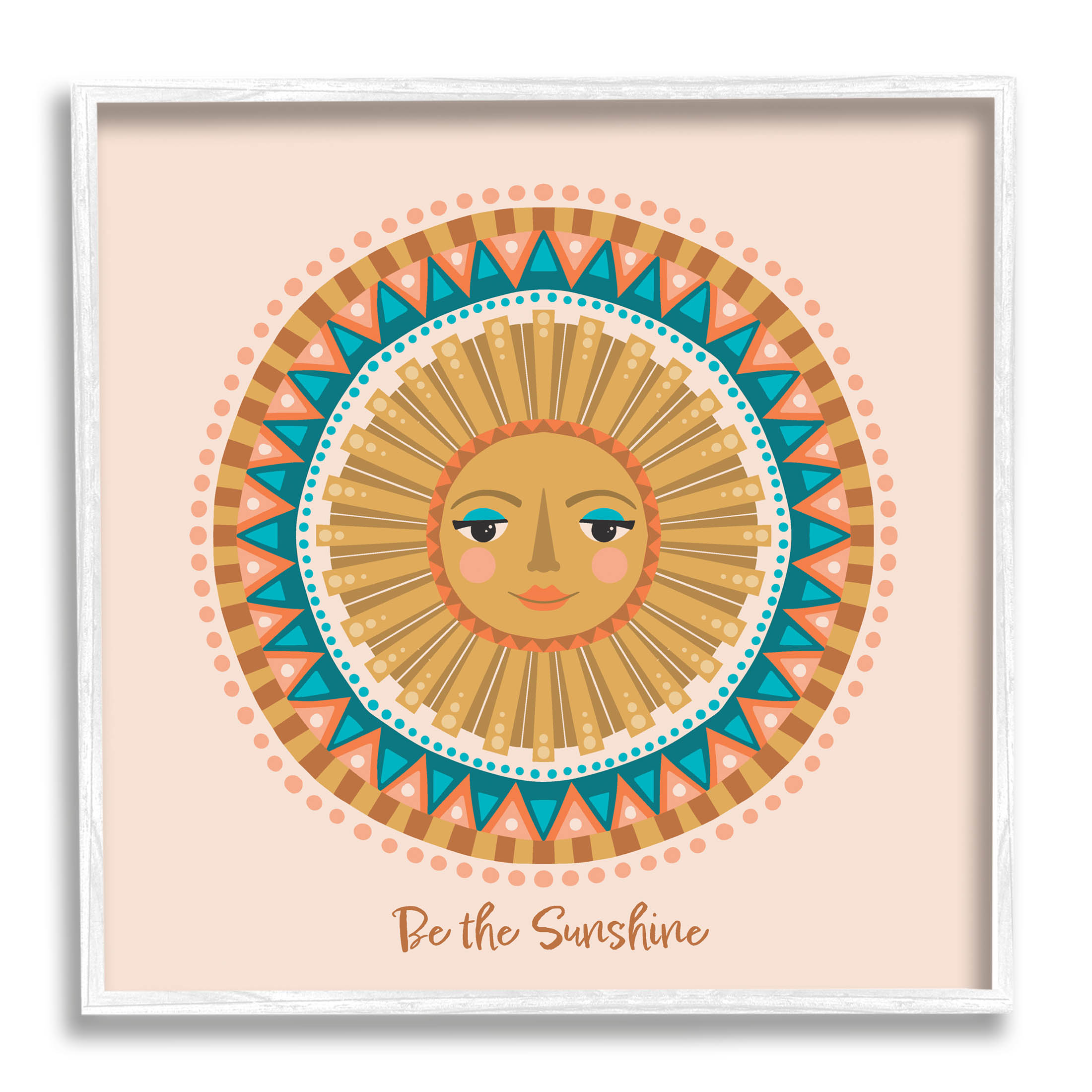Boho Be The Sunshine Pattern Landscape Graphic Art White Framed Art Print Wall Art