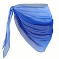 thumbnail image 1 of Boho Beach Cover Up Skirt for Women Coverups Sheer Mesh Ruched Tie Side Bikini Wraps Skirts Swimwear (M, Blue), 1 of 6