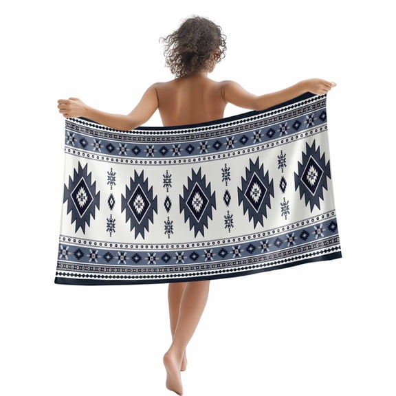 Boho Beach Towels Blanket Soft&Absorbent Quick Dry Microfiber Southwest Aztec Pattern Pool Towels for Swimming ,Yoga, Sports, Gym, Camping,Large 35X70in, Blue