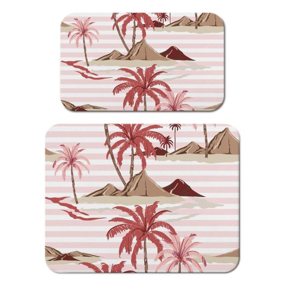 Boho Beachy Diatom Mud Kitchen Mat, Absorbent Tropical Island Style Dish Drying Pad, Hawaiian Palm Coffee Mat for Counter, Beach Vacation Decor