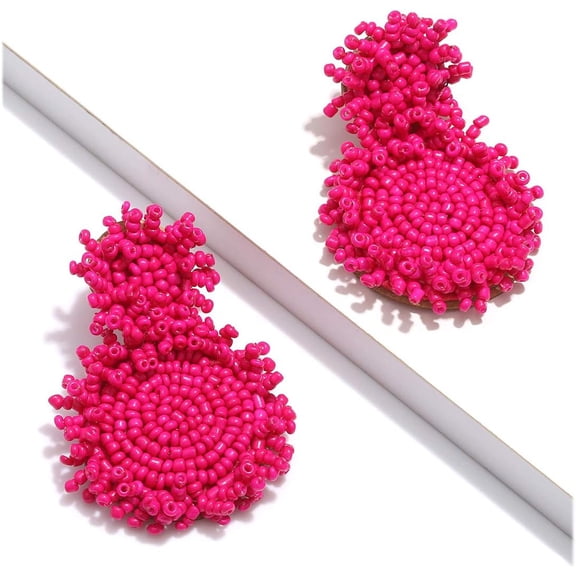 Boho Beaded Drop Earrings For Women Cute Statement Bead Dangle Earrings Handmade Lightweight Fun Round Beach Dangling Earrings Jewelry[Z6305]