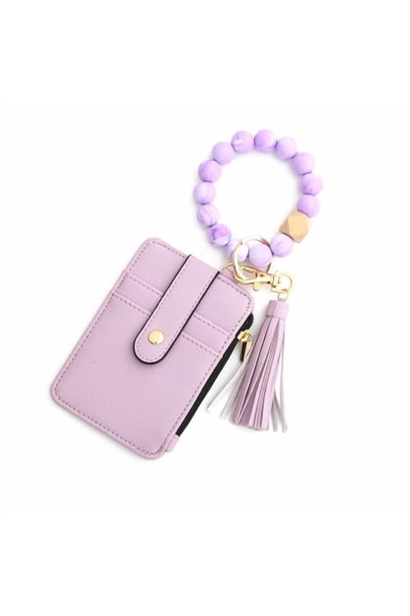 Boho Beaded & Tassel Keychain, Boho Style Beaded & Tassel Decorated Keychain Wallet for Women,Credit Card Holder Purse