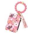 thumbnail image 1 of Boho Beaded Wallet Wristlet Keychain Card Holder Purse for Women, PU Leather Tassel Floral Design Small Wallet for Travel Work, 1 of 6