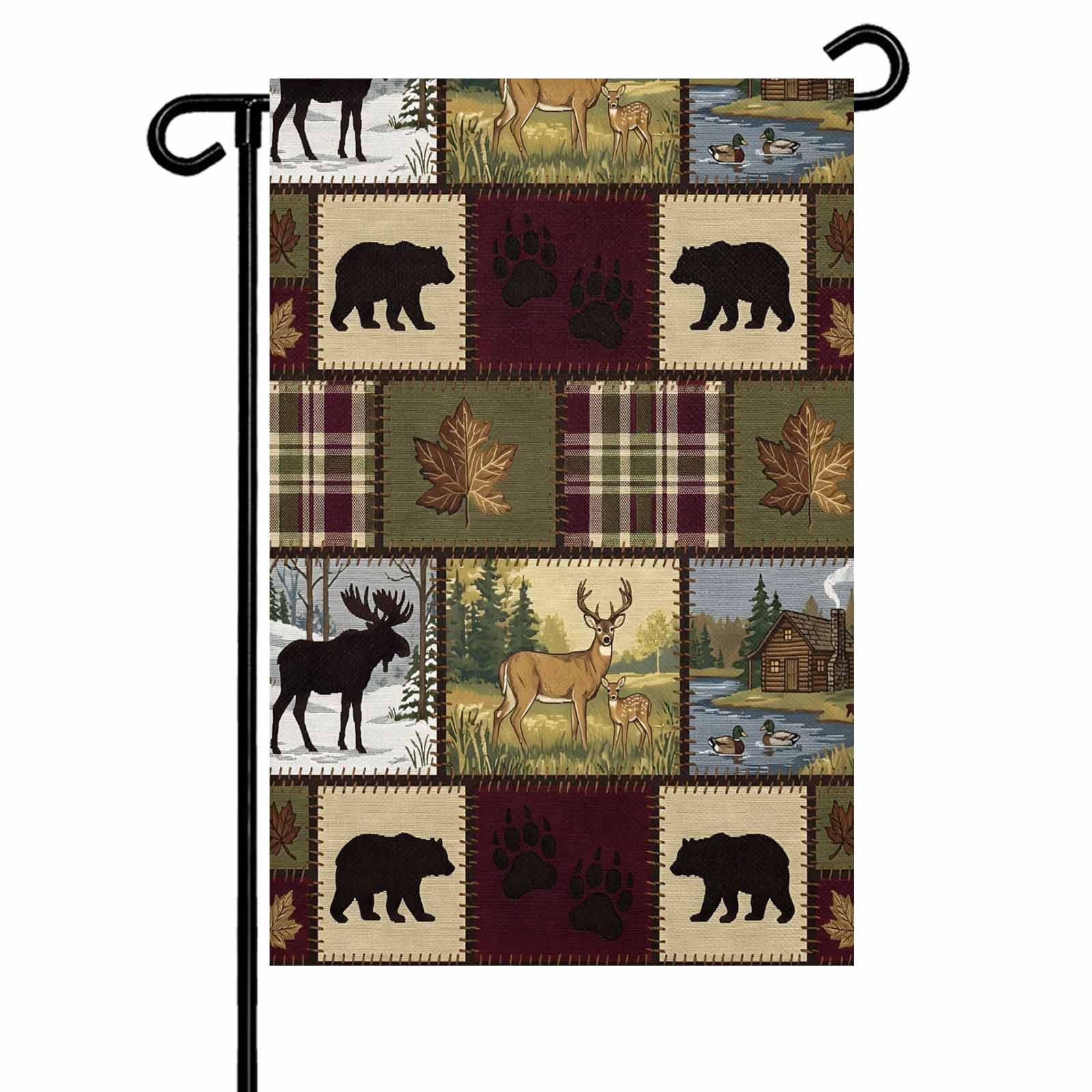 Boho Bear Deer Garden Flag 28x40 Inch Rustic Cabin Country Forest ...