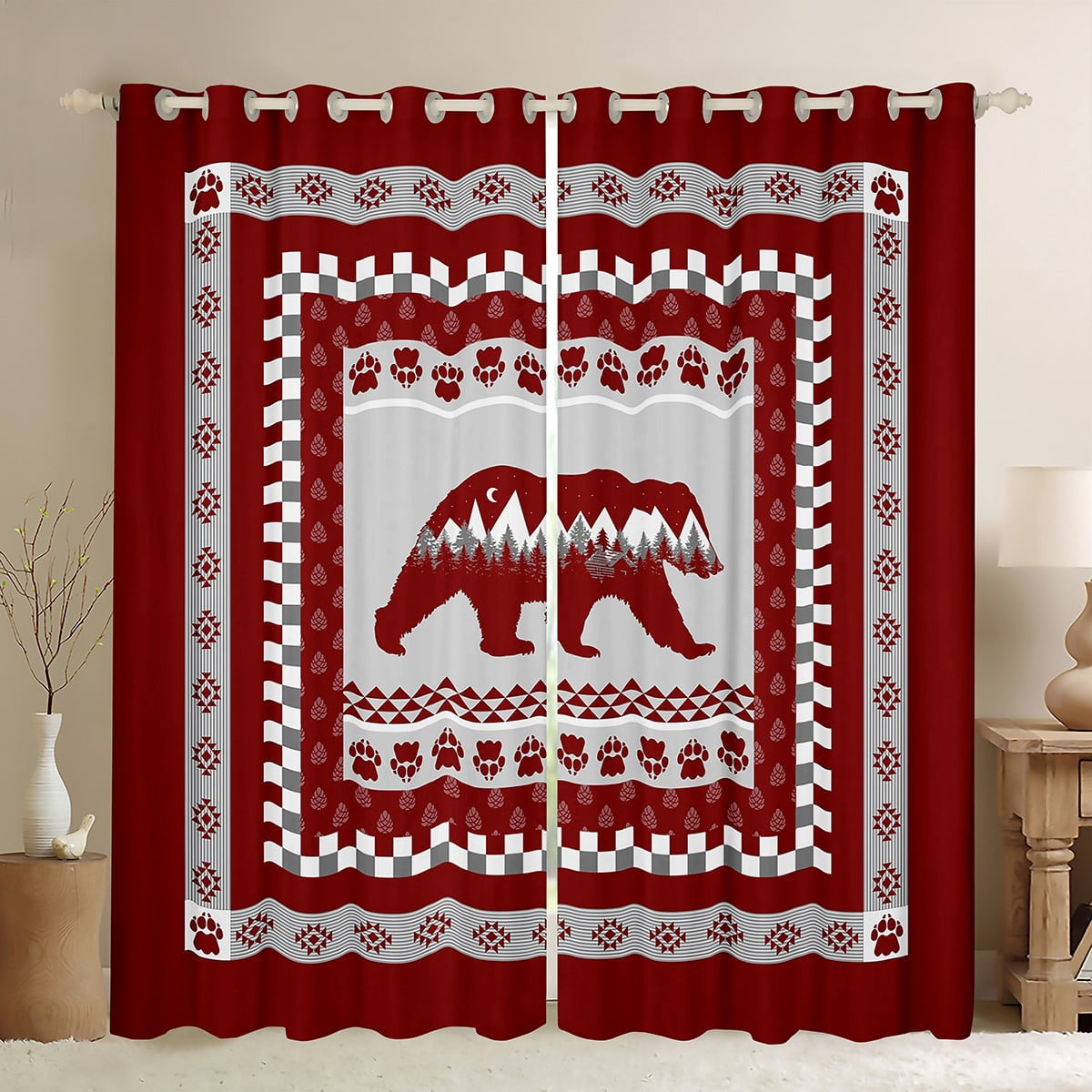 Wild Bear Quilted Curtains NCU0DDK1946
