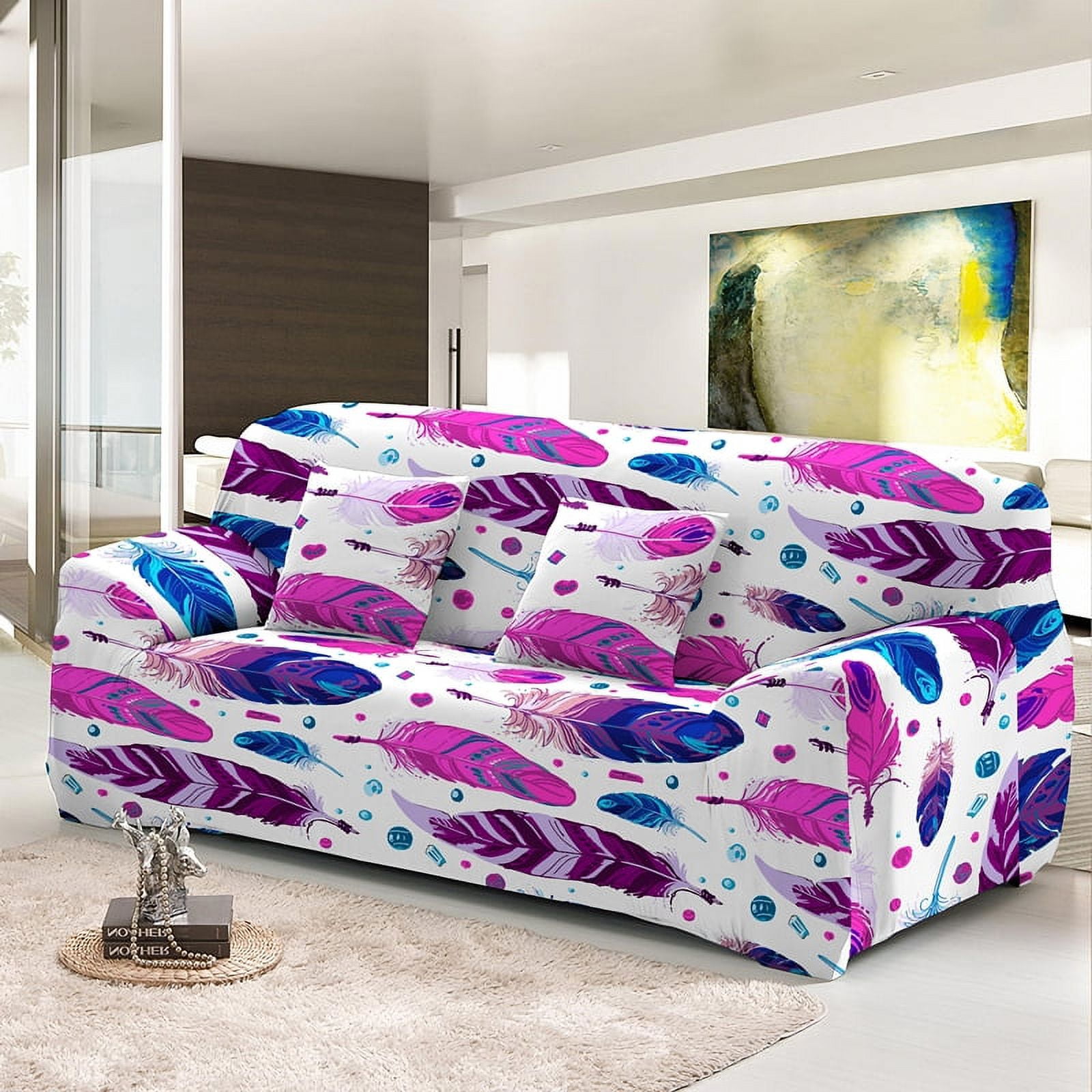 Feather Compass Quilted Sofa Cover NCU0LDH292
