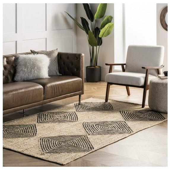 Boho Beauty Chindi Cotton Jute Rug with Earthy Tones | Bold & Braided Chindi Cotton Rug with Jute Weave |Jute Braided Rug for Living Room