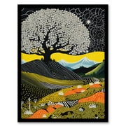 Boho Beauty Folk Style Blossom Tree Art Print Framed Poster Wall Decor 12x16 inch