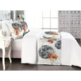 thumbnail image 1 of Boho Bed Runner Set, Bohemian Full and Crescent Moon Ornaments with Blooming Watercolor Flowers, Decorative Bedding Scarf & 2 Pillow Shams for Hotels Homes, Queen, Dark Blue Grey Amber, by Ambesonne, 1 of 3