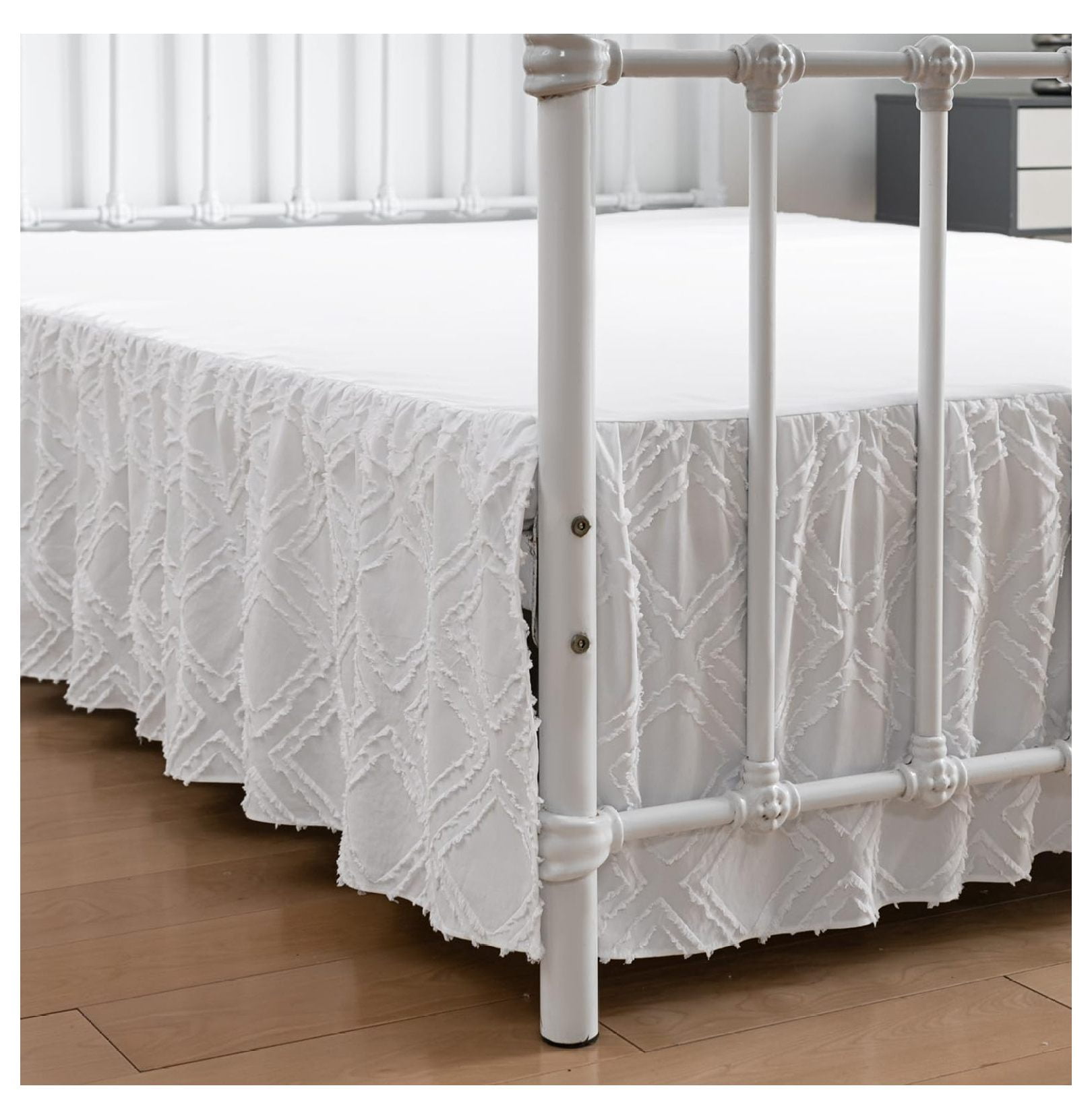 Boho Bed Skirt Queen Size - 14 Inch Drop Tufted Dust Ruffle Bed Skirt ...