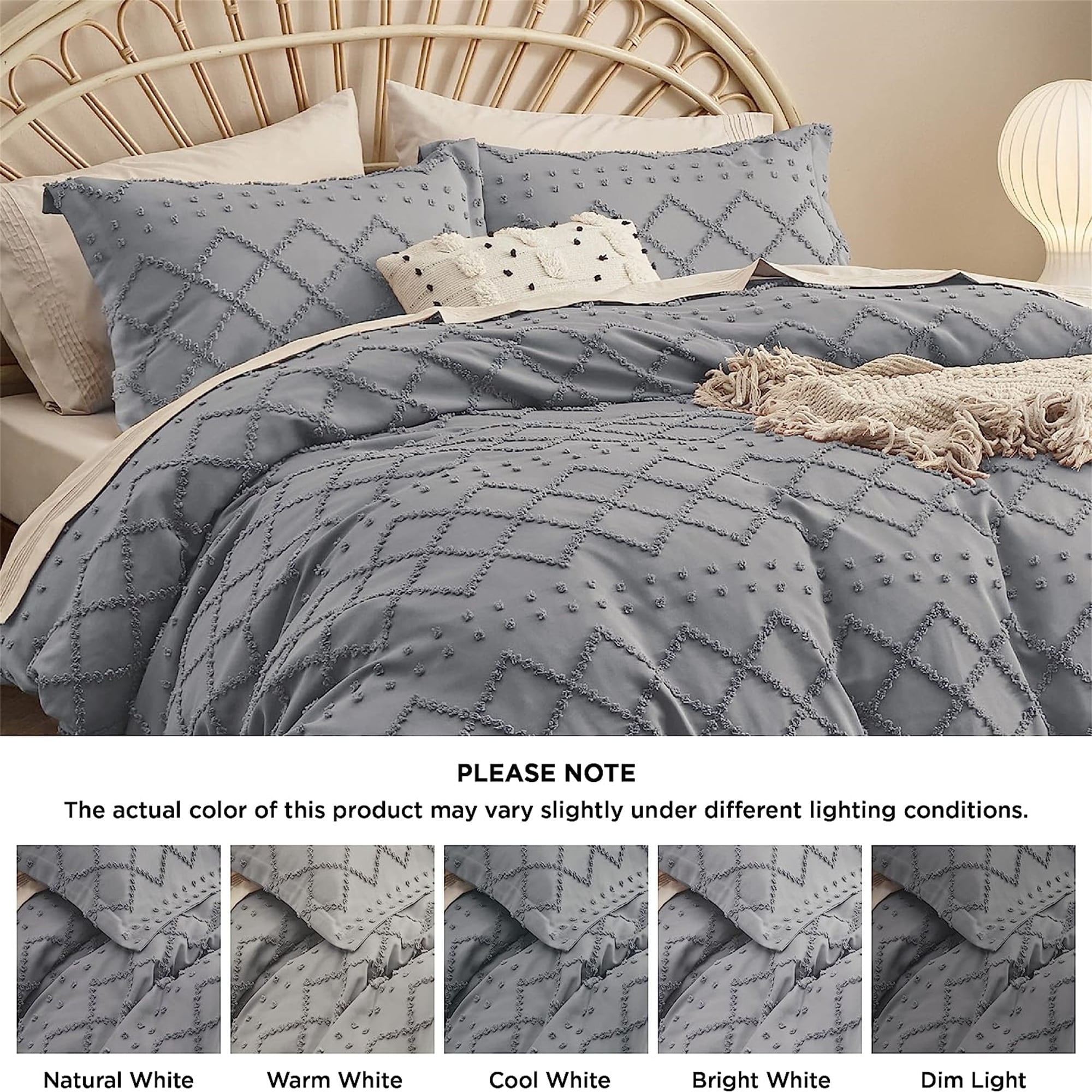 Boho Bedding Set for All Seasons 08 Grey Queen 3 Piece