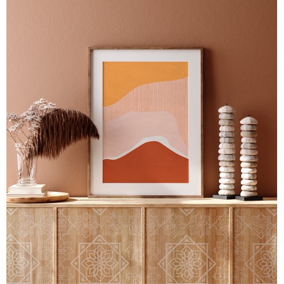 Boho Bedroom Wall Art Abstract Prints Farmhouse Bedroom Decor Bohemian Poster, Stretched Canvas 16x20in