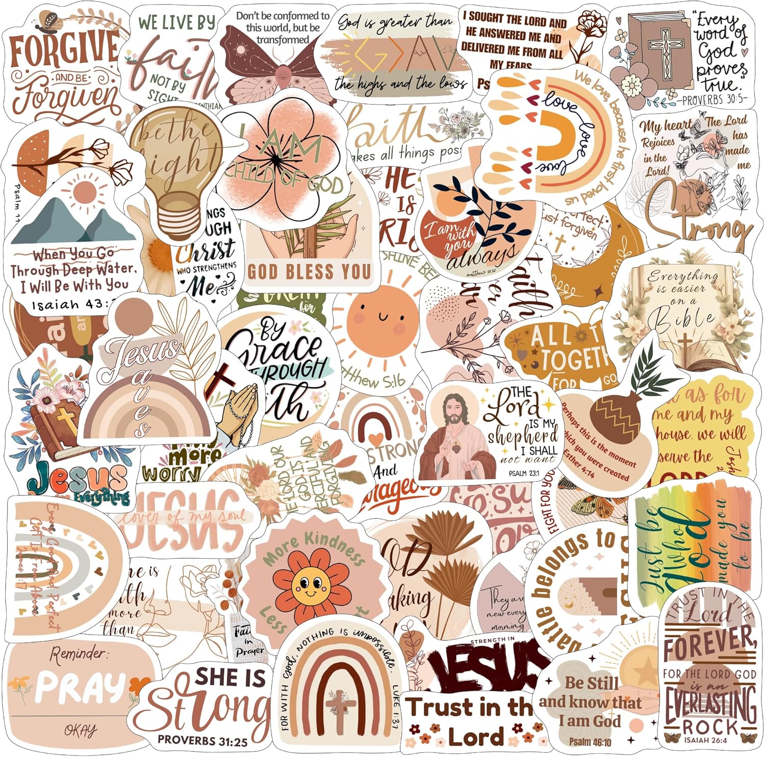 Boho Bible Verse Stickers - 50Pcs Gift Idea for Christian Bible Quote ...