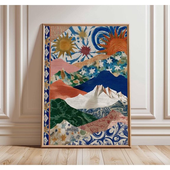 Boho Bird Mediterranean Collage Poster Unframed Paper Print