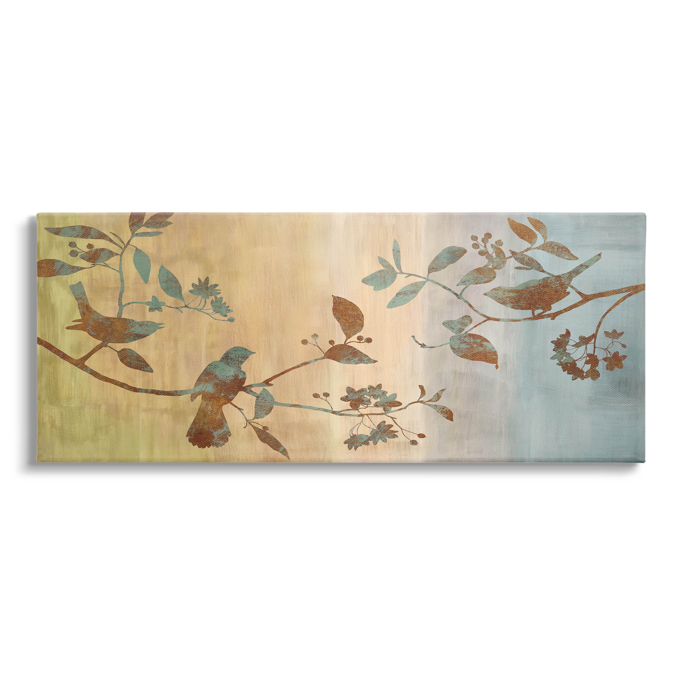 Boho Birds Perched on Branches Canvas Wall Art