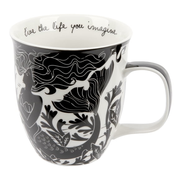 Boho Black And White Mug, Mermaid