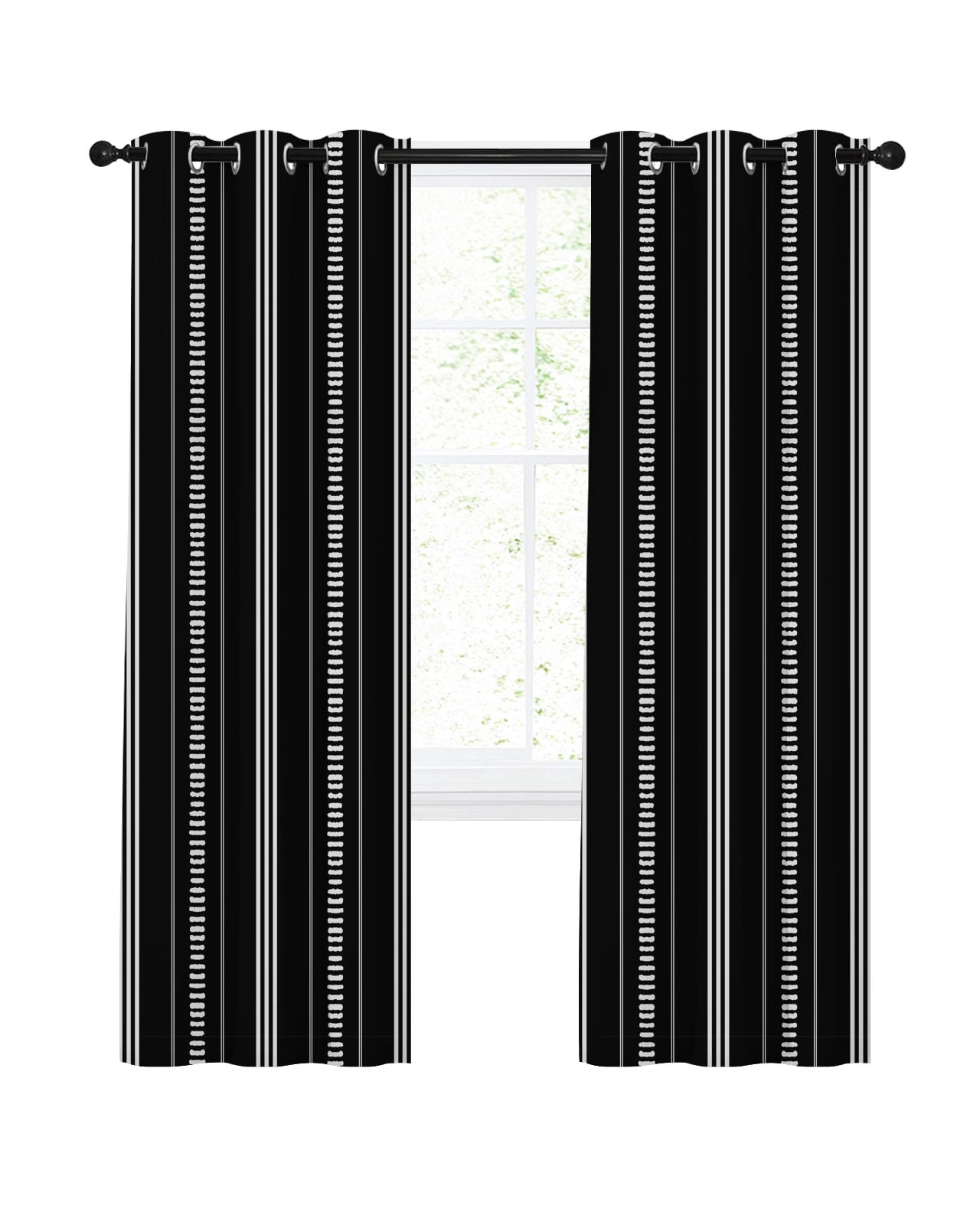 Boho Black Blackout Curtains 84 Inches Length, Minimalist Farmhouse ...