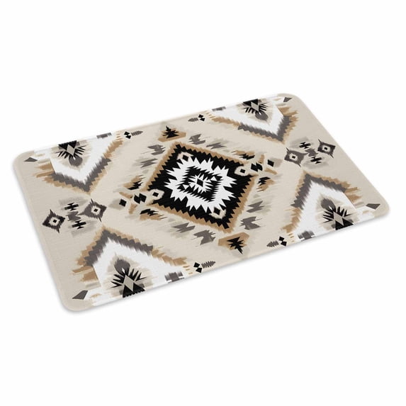 Boho Black Brown Doormat Outdoor Entrance 16"x24", Vintage Southwestern Ethnic Geometric Absorb Moisture Dirt Door Mats, Non-Slip Rubber Backing Floor Mats Indoor, Low-Profile Front Door Rugs