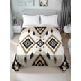 thumbnail image 1 of Boho Black Brown Full Size Flat Sheet, Wrinkleproof & Fadeproof Cooling Flat Bed Sheet Only, Geometric Southwestern Ethnic Retro Breathable Soft Bedding Top Sheets 81 x 96 Inches, 1 of 8