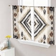 thumbnail image 1 of Boho Black Brown Semi Sheer Curtains 54 Inch Length 2 Panels Set, Vintage Geometric Southwestern Ethnic Sheer Kitchen Curtain Privacy Voile Window Curtain for Living Room Bedroom Rod Pocket Drapes, 1 of 7