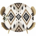 thumbnail image 1 of Boho Black Brown Table Cloth, Round Fitted Tablecloths with Elastic Edge, Geometric Southwestern Ethnic Retro Wipeable Waterproof Table Cover for Kitchen Wedding 36-44 Inches, 1 of 4