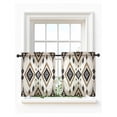 thumbnail image 1 of Boho Black Brown Tier Curtains 36 Inch Length,Sheer Curtains for Bedroom Living Room Window Geometric Southwestern Ethnic Retro Rod Pocket Drapes Kitchen Curtains Small Half Window 27.5"x36" 2 Panels, 1 of 6