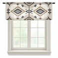 thumbnail image 1 of Boho Black Brown Valance Curtains for Kitchen/Living Room/Bathroom/Bedroom Window, Rod Pocket Small Topper Half Short Window Curtains Voile Sheer Scarf, Geometric Southwestern Ethnic Retro 60"x18", 1 of 8