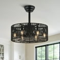 thumbnail image 1 of Boho Black Caged Ceiling Fan with Lights, Rattan Ceiling Fan Lighting with Remote Control 3 speeds, 3 Timing for Living Room Bedroom Dining Room Kitchen, 1 of 7