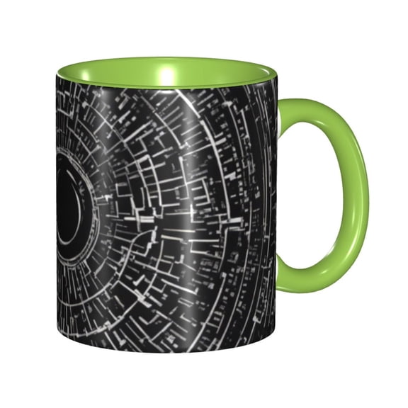 Boho Black Circle Coffee Mug Fun Custom Ceramic Mugs 11oz Green