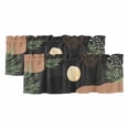 thumbnail image 1 of Boho Black Curtain Valances for Windows, Kitchen Valance Window Treatments Panel 2 Pack, Brown Modern Stripes Moon Abstract Leaf Rod Pocket Short Curtains for Bathroom Bedroom 42 x 18 Inch, 1 of 8