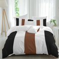 thumbnail image 1 of Boho Black Duvet Cover Set Queen Size Brown and White Striped Tribal Farmhouse Style Soft Lightweight Comforter Covers 4 Piece Bedding Set with 1 Duvet Cover 1 Bed Sheet & 2 Pillow Shams, 1 of 8
