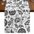 thumbnail image 1 of Boho Black Floral 60 Inch Table Runner, Vintage Farmhouse Paisley Plant Leaf Farmhouse Dresser Scarf Cotton & Linen Tablerunner for Dining/Kitchen Island/Holiday Party Décor 13" x 60", 1 of 9