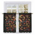 thumbnail image 1 of Boho Black Flowers Kitchen Curtain for Berdoom Living Room Cafe 45 Inch Length, Spring Abstract Watercolor Floral Leaf Tiers Curtains Light Filtering Drapes Window Treatment 2 Panels 52"Wx45"L, 1 of 8