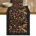 thumbnail image 1 of Boho Black Flowers Table Runner - 120 Inch Long Spring Abstract Watercolor Floral Leaf Cotton and Linen Blended Dress Scarves Farmhouse Table Runner for Kitchen Dining, Coffee Table, 13" x 120", 1 of 8