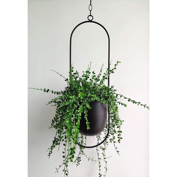Boho Black Metal Plant Hanger,Metal Wall and Ceiling Hanging Planter, Modern Planter, Mid Century Flower Pot Plant Holder, Minimalist Planter for Indoor Outdoor Home Decor