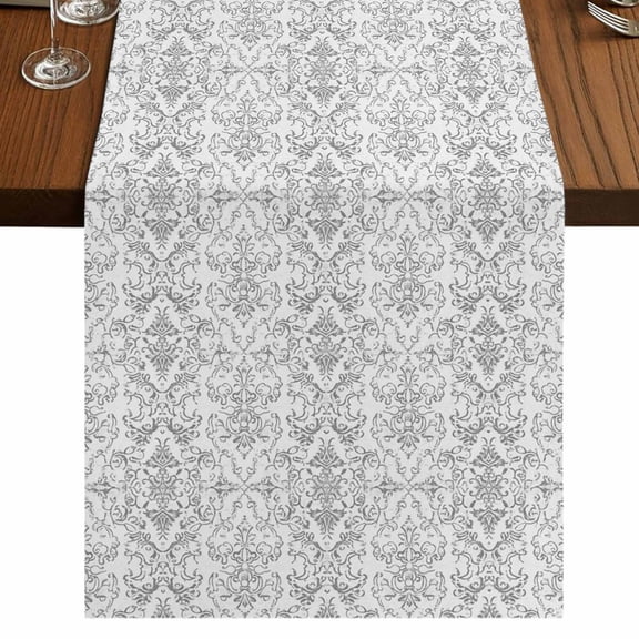 Boho Black Pattern Table Runner 72 Inches Long,Modern Geometric Southwestern Vintage Cotton Linen Table Runners Dresser Scarves,Decorative Tabletop Scarf Furniture Cover for Home Dinner Party 13"x72"