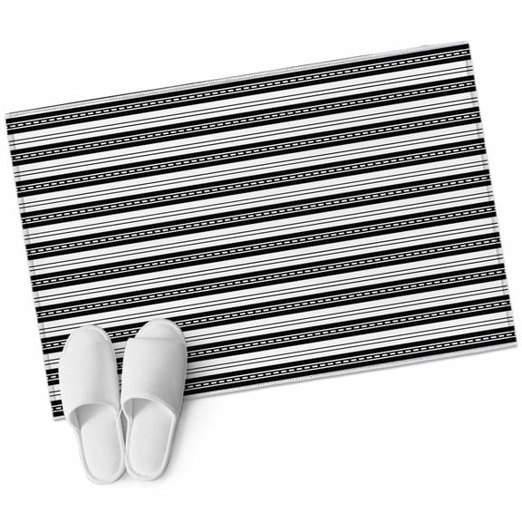 Boho Black Stripe 2'x3' Washable Rug, Abstract Geometric White Minimalist Non-Slip Soft Doormat Area Rugs for Entrance Bathroom Bedsides, Carpet for Kitchen Bedroom, Entryway Floor Mat