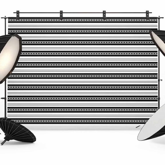 Boho Black Stripe Backdrop for Photoshoot,Photography Photo Studio Background Wall Backdrop,Abstract Geometric White Minimalist Back Drop Banner Panel for Portraits Wedding Live Streaming 12x8Ft